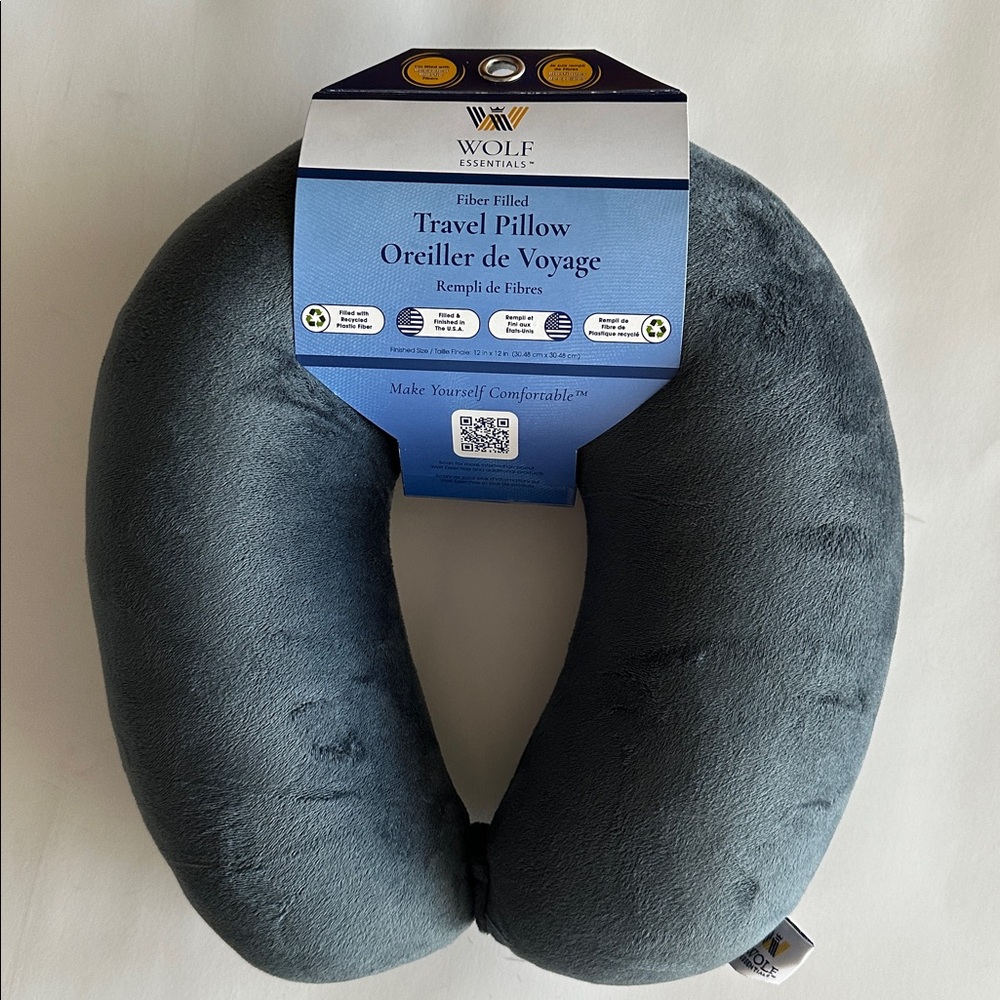 WOLF Plush Travel Pillow in Dark Gray